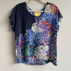 Anthropologie Maeve Silk Floral Blouse Sleeveless 12